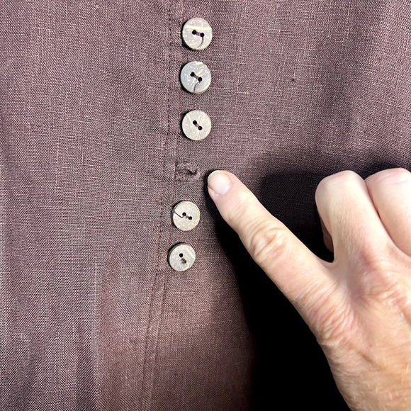 Vintage Night Studio Womens Size 20 Linen Brown Button Accents Blouse Tunic - Picture 3 of 16